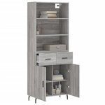 vidaXL Buffet haut Sonoma gris 69 5x34x180 cm Bois d'ingénierie