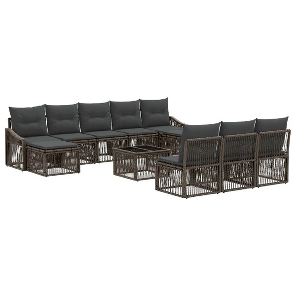 vidaXL Ensemble de canapé de jardin 11 Pièces Gris polyrotin