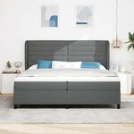 vidaXL Lit à ressorts avec matelas Gris foncé 200 x 200 cm tissu