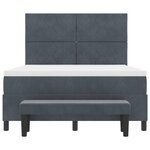 vidaXL Lit à ressort avec matelas et banc gris foncé 140x190 cm velours