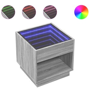vidaXL Table de chevet avec LED infini sonoma gris 50x50x50 cm