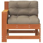 vidaXL Canapé de jardin accoudoir coussins cire marron bois pin massif