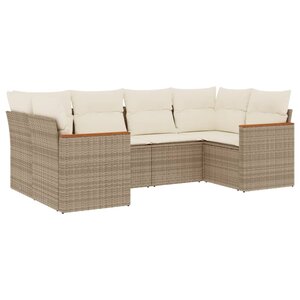 vidaXL Salon de jardin avec coussins 6 Pièces beige résine tressée
