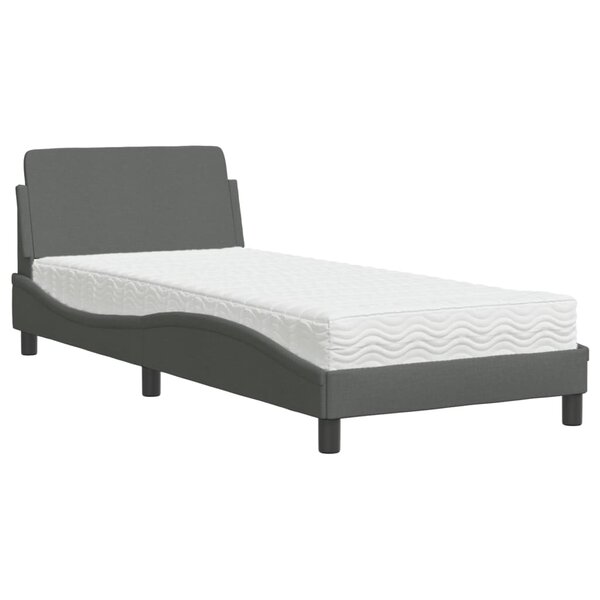 vidaXL Lit avec matelas Dover gris foncé 80x200 cm tissu