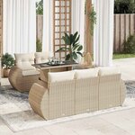 vidaXL Salon de jardin avec coussins 6 Pièces beige résine tressée