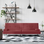 vidaXL Canapé-lit avec porte-gobelets rouge bordeaux similicuir