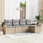 vidaXL Ensemble de canapé de jardin 5 Pièces Beige Poly rotin