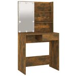 vidaXL Coiffeuse avec LED Chêne fumé 74 5x40x141 cm