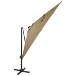 vidaXL Parasol déporté avec mât et lumières LED Taupe 300 cm