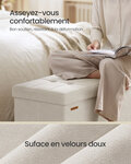 Banc de rangement cube pliable 38 x 110 x 40 cm pouf repose-pieds 112 litres surface en velours pour chambre salon dortoir beige 12_0004145