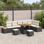 vidaXL Ensemble de canapé de jardin avec coussin 9 Pièces Noir Poly rotin