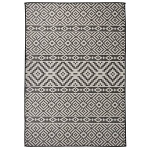 vidaXL Tapis à tissage plat d'extérieur 140x200 cm Rayures noires