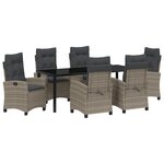 vidaXL Ensemble de salle à manger de jardin 7 pièces avec coussins - Poly Rattan gris