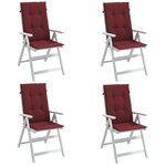 vidaXL Coussins de chaise dossier haut lot de 4 rouge bordeaux mélangé