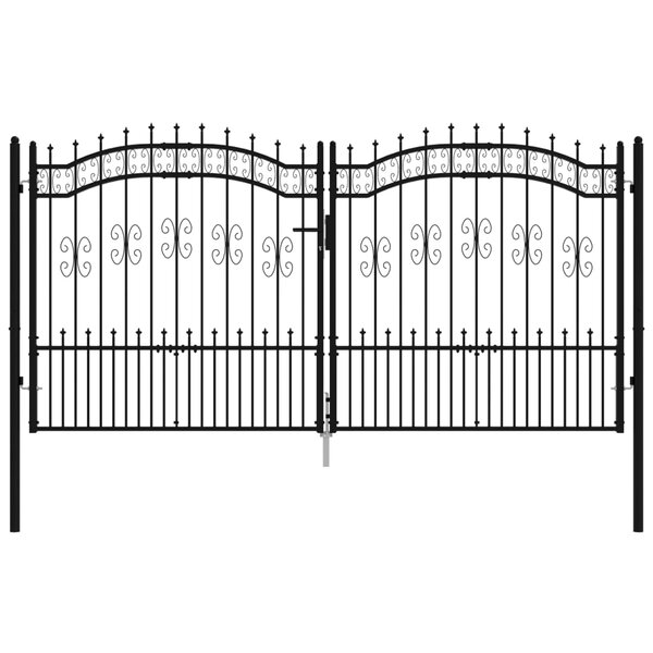 vidaXL Portail et sommet de lance Noir 305x198 cm Acier enduit poudre
