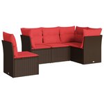 vidaXL Salon de jardin avec coussins 5 Pièces marron résine tressée