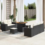 vidaXL Ensemble de canapé de jardin avec coussin 8 Pièces Noir et crème