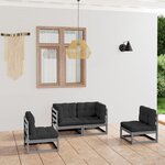 vidaXL Salon de jardin 4 Pièces avec coussins Bois de pin massif