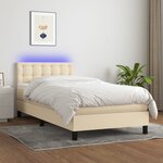vidaXL Sommier à lattes de lit avec matelas LED Crème 90x190 cm Tissu
