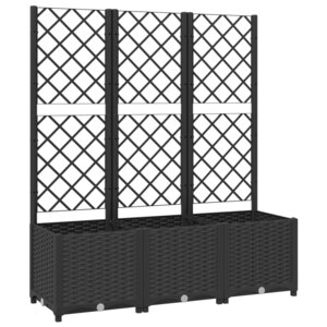 vidaXL Jardinière avec treillis Noir 120x40x136 cm PP