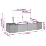 vidaXL Canapé de jardin 2 places avec rangement et coussins Marron Rotin Synthétique