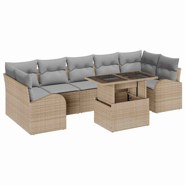 vidaXL Ensemble de canapé de jardin 8 Pièces Beige 100 x 55 x 73 cm