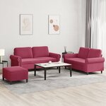 vidaXL Ensemble de canapés 3 Pièces avec coussins Rouge bordeaux Velours