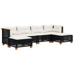 vidaXL Salon de jardin 6 Pièces avec coussins noir résine tressée