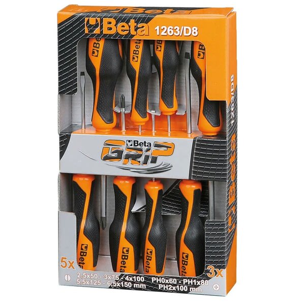 Beta tools tournevis 1263/d8 en acier 8 pièces 012630008