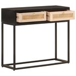 vidaXL Table console noir 90x30x76 cm bois massif de manguier et fer