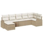vidaXL Ensemble de canapé de jardin 7 Pièces Beige Poly rotin