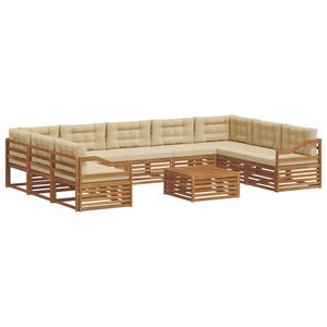 vidaXL Ensemble de canapés d'extérieur 10 pc Naturel et Beige