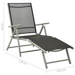 vidaXL Chaise longue pliable Textilène et aluminium Noir et argenté