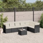 vidaXL Salon de jardin 8 Pièces avec coussins noir résine tressée