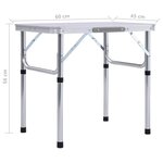 vidaXL Table pliable de camping Blanc Aluminium 60x45 cm