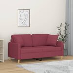 vidaXL Canapé 2 places avec oreillers bordeaux 140 cm tissu
