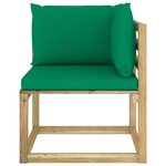 vidaXL Canapés d'angle de jardin 2Pièces et coussins Pin imprégné de vert