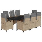 vidaXL Ensemble à manger de jardin et coussins 9 Pièces mélange beige