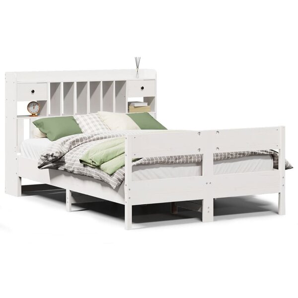 vidaXL Lit bibliothèque sans matelas blanc 140x200 cm bois pin massif