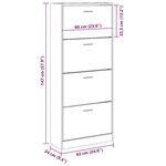 vidaXL Armoire à chaussures Sonoma gris 63x24x147 cm Bois d'ingénierie