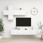 vidaXL Ensemble de meuble TV 7 Pièces Blanc Bois d'ingénierie