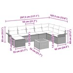 vidaXL Ensemble de canapé de jardin 9 Pièces Gris Poly rotin