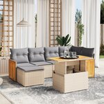 vidaXL Salon de jardin avec coussins 7 Pièces beige résine tressée