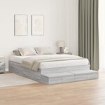 vidaXL Cadre de lit de rangement Gris Sonoma 135x190 cm