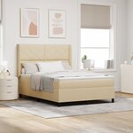 vidaXL Lit avec Sommier à Ressorts et Matelas Crème 140x200 cm Tissu