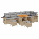 vidaXL Ensemble de canapé de jardin 9 Pièces Beige polyrotin