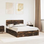 vidaXL Cadre de lit Chêne fumé 140 x 190 cm Bois d'ingénierie