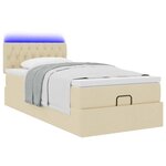 vidaXL Lit ottoman avec matelas et LED crème 90x200 cm tissu