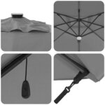 vidaXL Parasol Roma à Bras Déporté Anthracite et noir