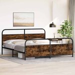 vidaXL Cadre de lit en métal sans matelas chêne fumé 183x213 cm